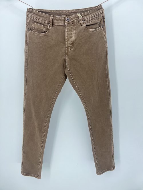 brown slim fit stretch denim jeans